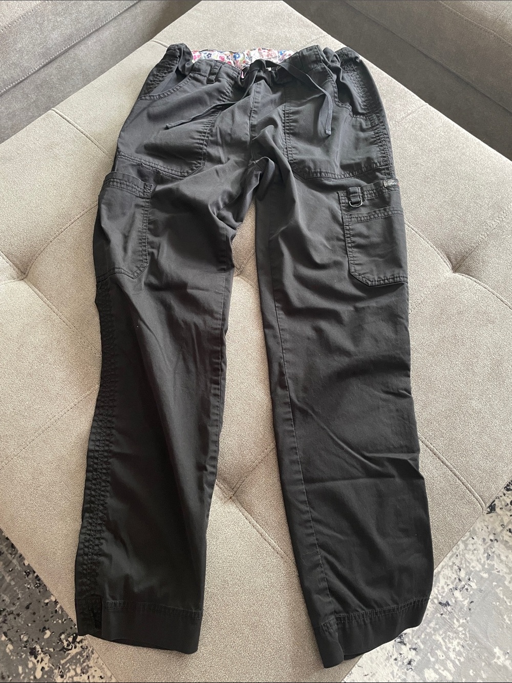 koi Black Cargo Scrub Pants with Drawstring Waist